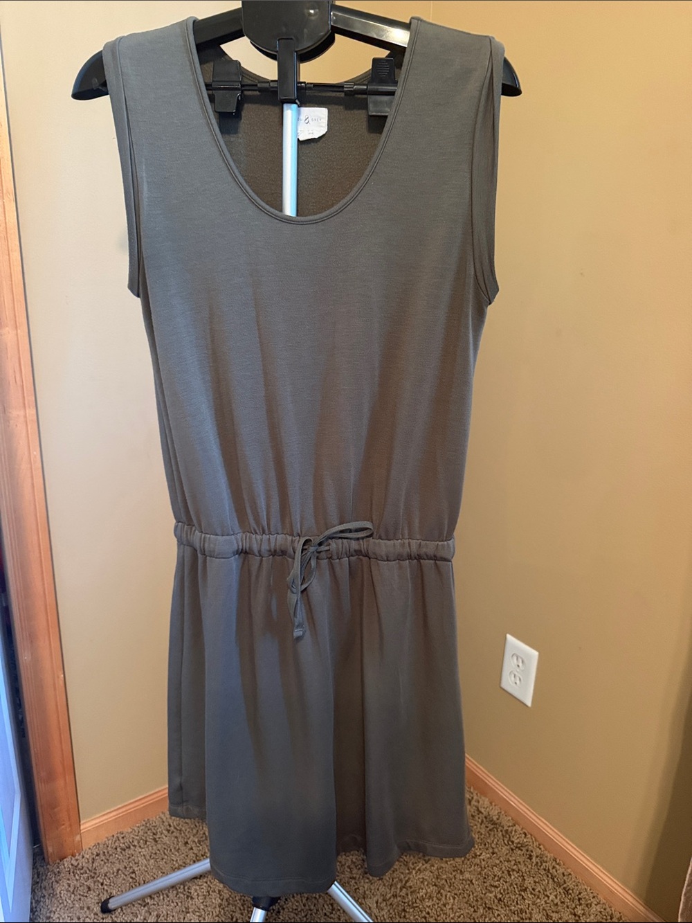 LOFT Olive Green Sleeveless Drawstring Waist Dress